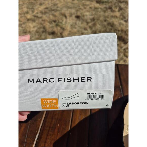 Marc Fisher Black Suede Low Block Heel Labore Pumps Pointed Toe Size 6 Wide $99 - Picture 9 of 9